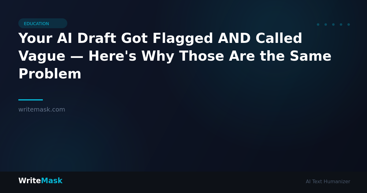 Your AI Draft Got Flagged AND Called Vague — Here's Why Those Are the Same Problem — WriteMask AI Humanizer