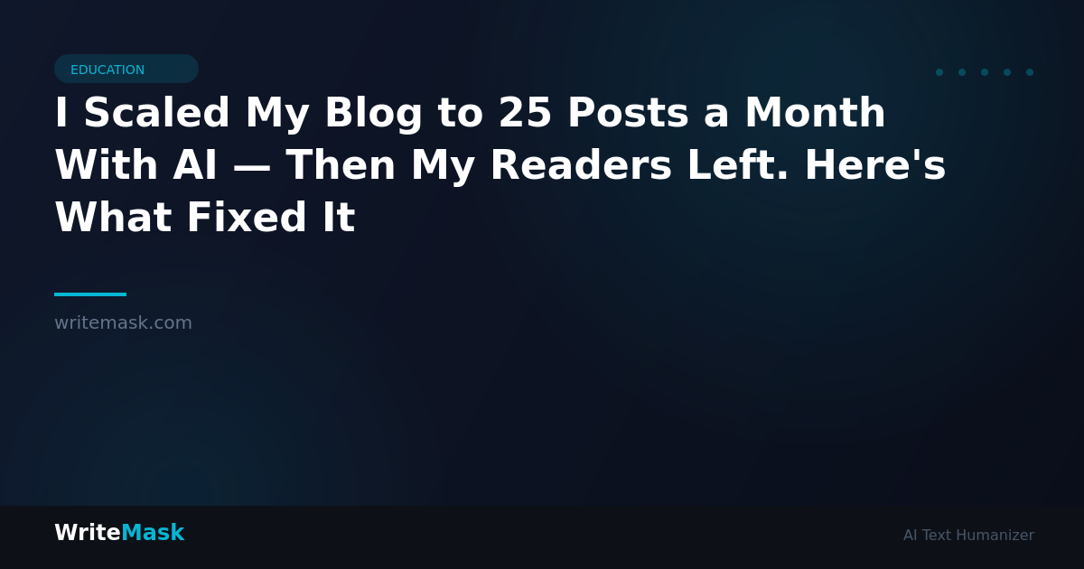 I Scaled My Blog to 25 Posts a Month With AI — Then My Readers Left. Here's What Fixed It — WriteMask AI Humanizer