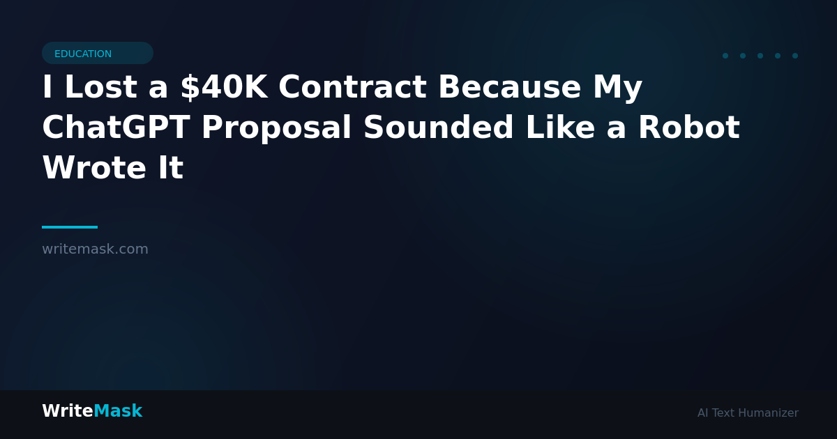 I Lost a $40K Contract Because My ChatGPT Proposal Sounded Like a Robot Wrote It — WriteMask AI Humanizer